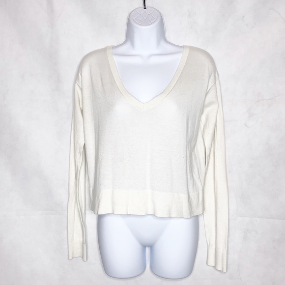 Express | Ivory Cropped Top w/Keyhole Zip Back | S - Picture 3 of 8